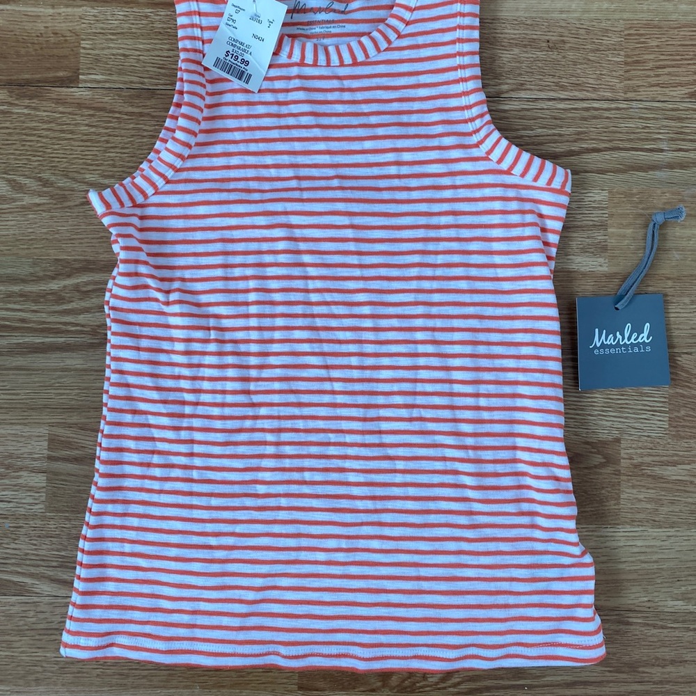 Essentials White and Orange Sleeveless Tank Top